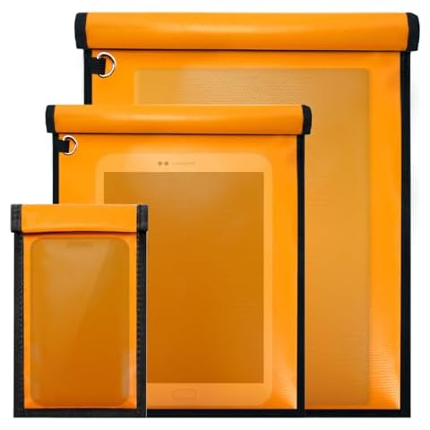 3 Pack Orange Faraday Bags, Extra Large Faraday Bag for Laptops & Tablets & Car Keys, Waterproof & Fireproof Faraday Cage, Anti-Theft RFID Faraday Key Fob Protector Cover