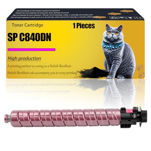 WZLAD SP C840DN Compatible for Ricoh Toner Cartridge 821259 821262 821261 821260 SP C840DN SP C842DN Printers, High Yield Alternatives Reliable Printing (Magenta)