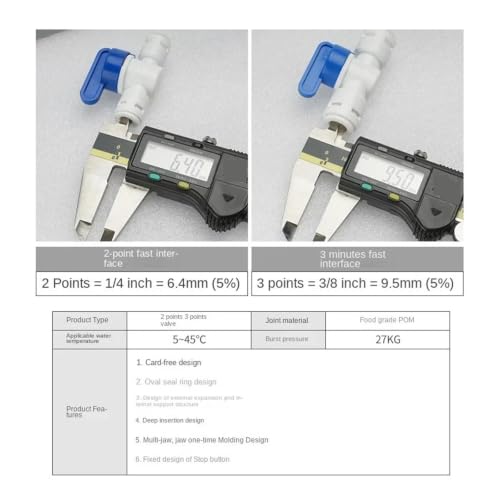 Robinet d'arrêt Quick-Fitting 1/4 pour purificateur d'eau cuisine - 6