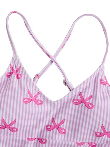 Image of Floerns Girl's 3 Piece Swimsuit Cherry Print Cute Bikini Set with Cover Up Skirt