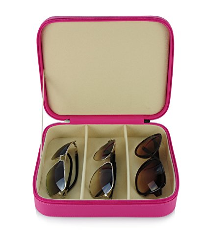 Timelybuys 3 Piece Pink Extra Large Travel Eyeglass Sunglasses Glasses Zippered Case #TOP6