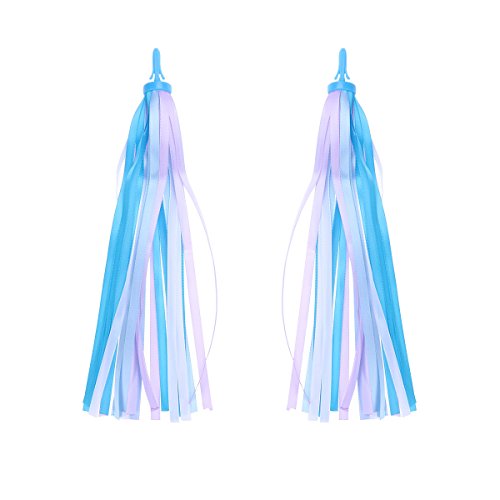 VORCOOL 1 Pair Bike Handlebar Streamers Grips Colorful Polyester Streamers Tassel Ribbons Children Baby Carrier Accessories (Blue)
