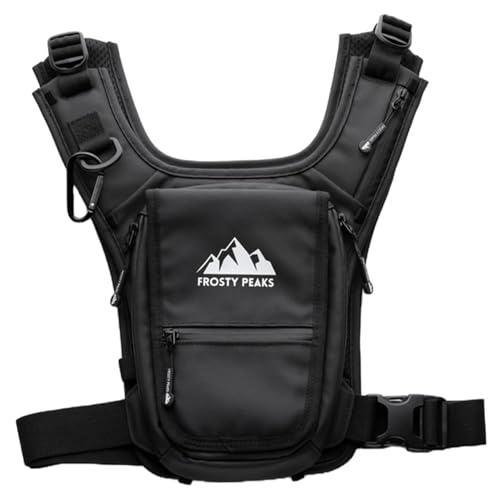 FROSTY PEAKS Chest Pack for Hiking Skiing Running & Travel Minimalist Chest Rig Bag with Easy-Access Phone Pouch Dual-Access Pocket Card & Cash Slot Adjustable Vest Pack for Men & Women