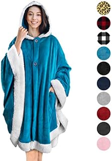 PAVILIA Angel Wrap Hooded Blanket | Poncho Blanket Wrap with Soft Sherpa Fleece