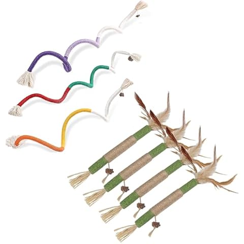 Letalong 3 PCS Cotton Rope Cat Toys + 4 Pack Catnip Toys for Cats Cover