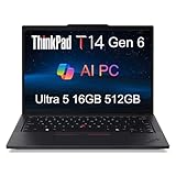 Lenovo ThinkPad T14 Gen 6 Business Laptop (14' FHD+, Intel 12-Core Ultra 5 225U ( Ultra 7 155U), 16GB DDR5, 512GB SSD), Backlit, Fingerprint Reader, 5MP Webcam, Thunderbolt 4, Win 11 Pro, AI PC
