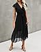 BTFBM Women Summer Bohemian Floral Casual Wrap V Neck Ruffle Cap Sleeveless Belt A-Line Pleated Hem Swing Midi Sun Dress (Swiss Dot Black, l)