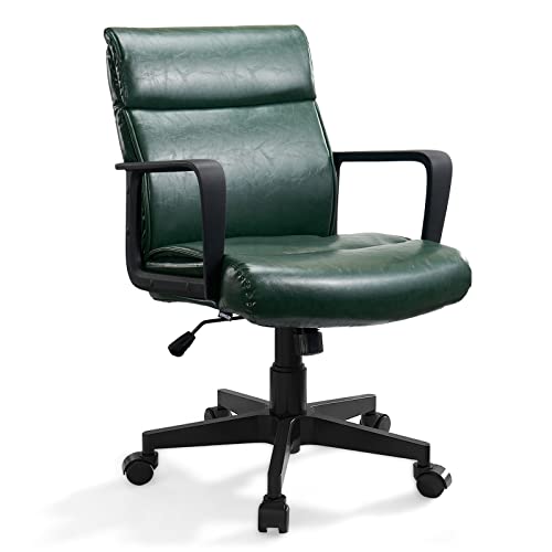 Leather Office Chair Green Desk Chair Mid Century Office Chair Executive Office Chair With Arms And Wheels, By Artswish #TOP6