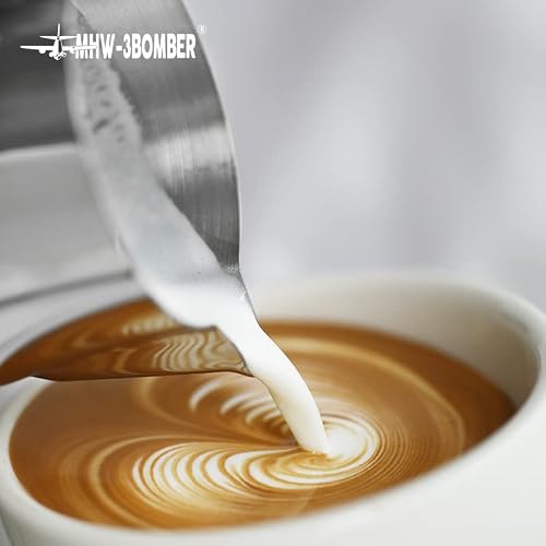 MHW-3BOMBER TURBO Milk Pitcher,Stainless Espresso Steaming Frothing Pitcher,Barista Tools Accessorise P6006W(Matte White)