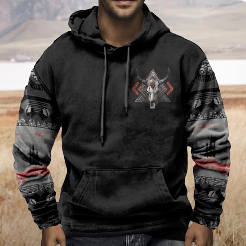 ZOCAVIA Men's Aztec Western Hoodie Cowboy Pullover Hoodie Oversized Vintage Country Sweatshirt Graphic Hoodie Plus Size2