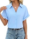 camicia azzurra uomo 【Comodo Da Indossare】: Camicetta donna estiva sono realizzate in 100% Poliestere. Morbido, leggero, delicato sulla pelle e traspirante. Comodo da indossare tutto il giorno.