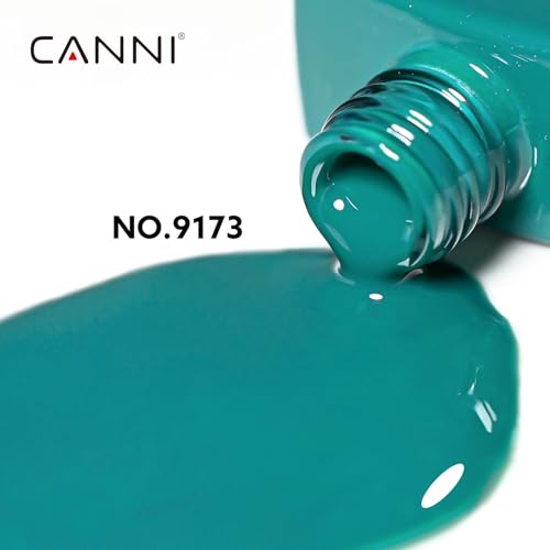 Image of CANNI Teal Green Gel Nail Polish, 1Pcs Emerald Green Gel Polish Dark Color Soak Off U V Nail Manicure Salon DIY at Home