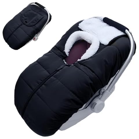 Winter Baby Car Seat Cover, Carseat Cover for Baby Seat or Stroller, Windproof Warm Infant Car seat for Newborn Keep Babies Warm Bunting Bag (Black) Cover