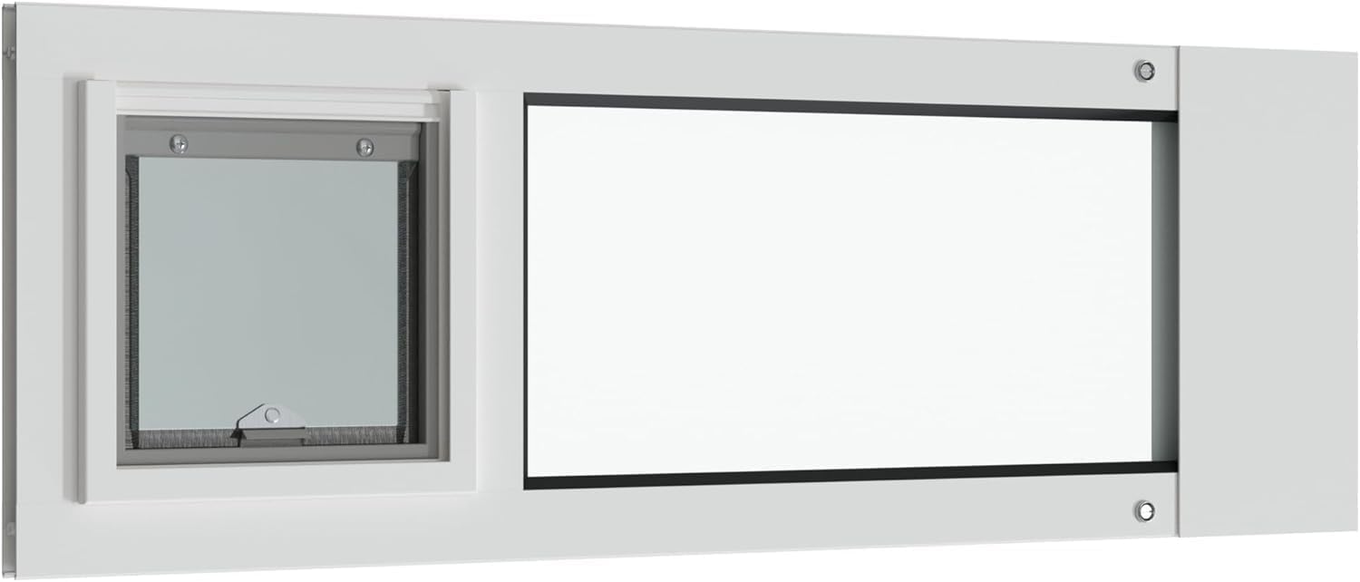 Liberty Cat Door for Sash & Aluminum Windows | Economical Sturdy Window Insert | White Frame | 42.5" - 44" Width Range