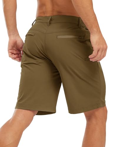 Image of TBMPOY Men's Golf Shorts Lightweight 5 Pockets Casual Dress Stretch Elastic Waist Quick Dry Flat Front Travel Shorts