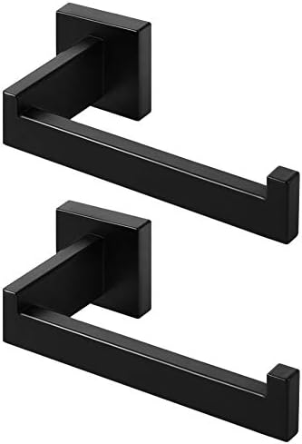 HITSLAM Matte Black Toilet Roll Holder Wall Mounted Premium 304 Stainless Steel Toilet Paper Holder for Bathroom Rustproof Square