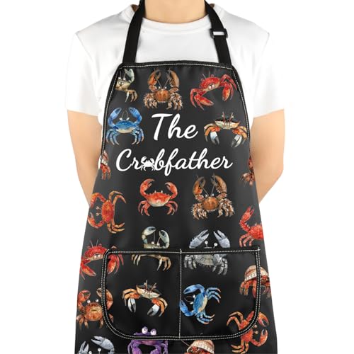 VAMSII Crab Lover Gift The Crabber Apron With Pockets Crab Cooking Kitchen Gift Housewarming Gift (The Crabber A)