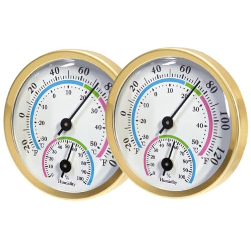 ibasenice 2 piezas Termómetro Higrómetro Interior Exterior sin Batería Medidor Temperatura Humedad para Hogar Oficina Sauna Jardín Práctico y