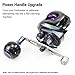equlup Baitcasting Power Handle, Bait Caster Round Fishing Reel Handle Knob Aluminum Alloy Baitcasting Drum Raft Reel Repair Parts for Fishing (Silver Black)