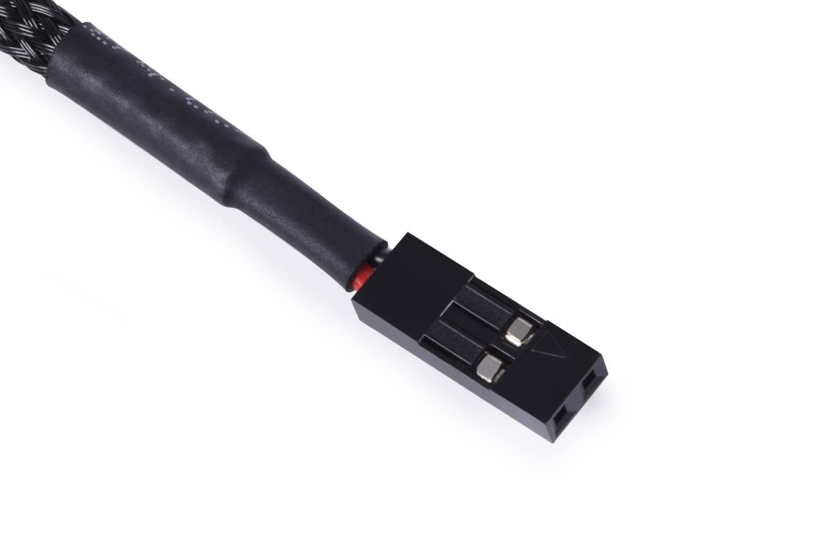 Alphacool Eiszapfen Temperature Sensor Flat G1/4, Black | Brass Body, Chrome Finish, G1/4" External Thread, NTC 10 kΩ Thermistor, -40–125 °C Range, 40 cm Cable, 2-Pin Connector