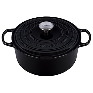 Le Creuset LS2501-2631SS Signature Enameled Cast-Iron Round French (Dutch) Oven, 5-1/2-Quart, Black