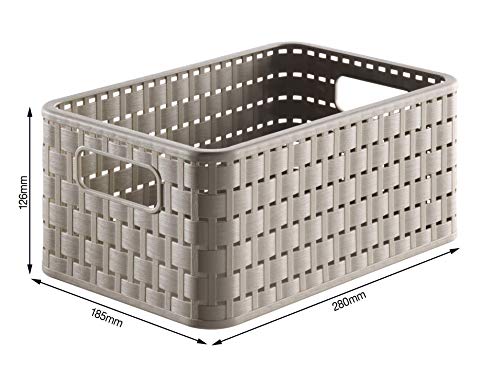 Rotho Country 3er-Set Aufbewahrungsbox 6l in Rattan-Optik, Kunststoff, beige