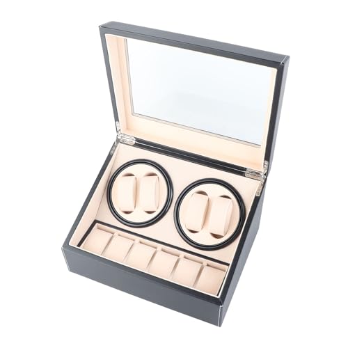 Cocoarm Scatola per 10 orologi, custodia per orologi, motore silenzioso, meccanismo in rame antimagnetico, copertura trasparente con cuscino morbido, Nero , Europäische Vorschriften (Spannung 100–240