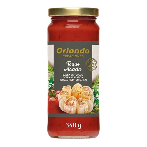 Orlando Tomate Frito Creaciones con Ajo Asado y Hierbas Mediterráneas Frasco, Sin Gluten Ni Conservantes, 340g