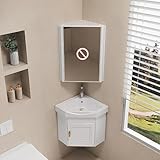 Pounjsd Lavabo esquinero con Mueble 38x38cm, Caravana y Lavadero con Armario y Grifo Incluidos