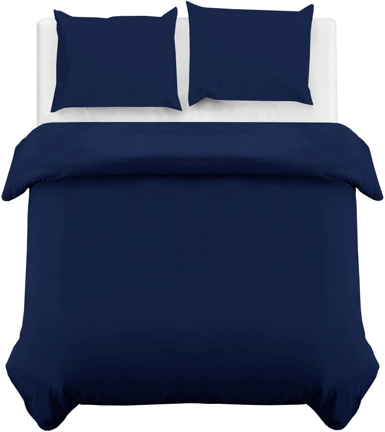 MOONLIGHT20015 Super King Duvet Cover Set Navy Solid Soft Super King Bedding Duvet Cover with 2 Matching Pillowcases - Image 2