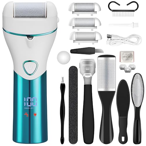 Electric Foot File, LED Display, Waterproof IPX5, Rechargeable Foot Scraper, Pedicure Feet Hard Skin Remover, Dry Dead Skin Feet Scrubber, Foot Care Skin Remover