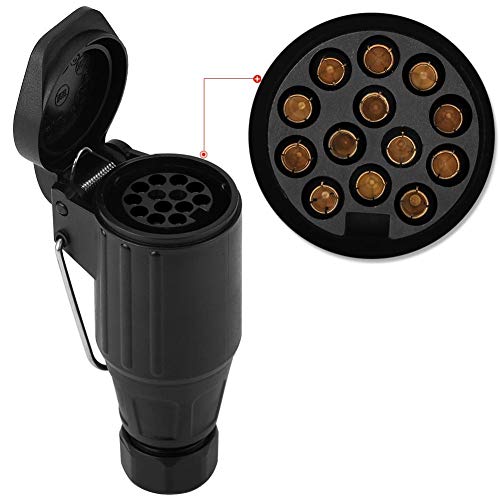 Wtyczka przyczepy 12V 13-pinowa, wtyczka plastikowa Adapter złącza do przyczepy z hakiem holowniczym przyczepy kempingowej (czarny)