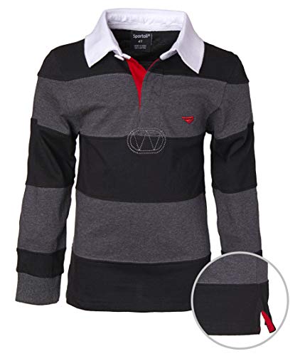 Sportoli Boys Cotton Wide Striped Long Sleeve Polo Rugby Shirt2