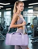Gym Bag for Women,Pu Leather Handle,Dry Wet Separated with Shoe Compartment & Wet Pocket,Waterproof Duffle Bag for Travel Sports Fitness Workout Athletic (Purple, 19"-Medium) - Image 6