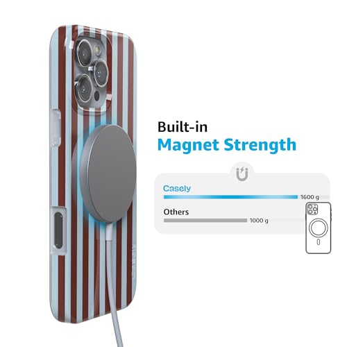 Casely iPhone 16 Pro Case | Sunday in Brooklyn | Chocolate Blue Stripes | Compatible with MagSafe | Classic Ultra Slim Design by Casely - Used condition - Image 6