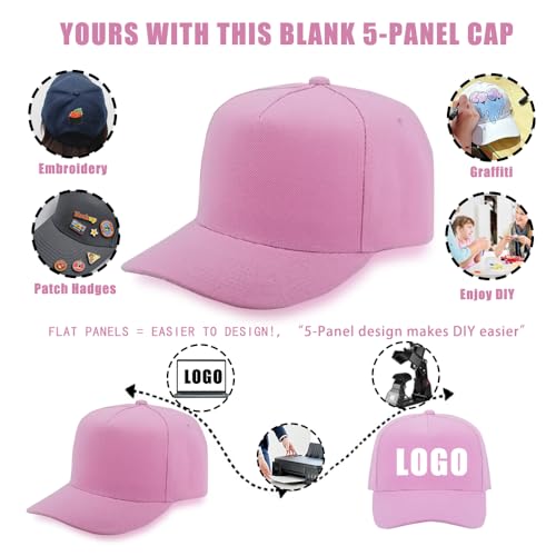 Image of 12 Pack Seamless Baseball Caps Wholesale Bulk - No Center Seam, DIY Friendly, Adjustable Breathable Lightweight for Men Women