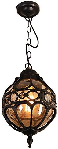 Lampada a Sospensione da Esterno retrò, Lampadario in Vetro in Acciaio Inossidabile Impermeabile IP65, Base E27 Adatta per Balcone Ingresso Giardino Cortile
