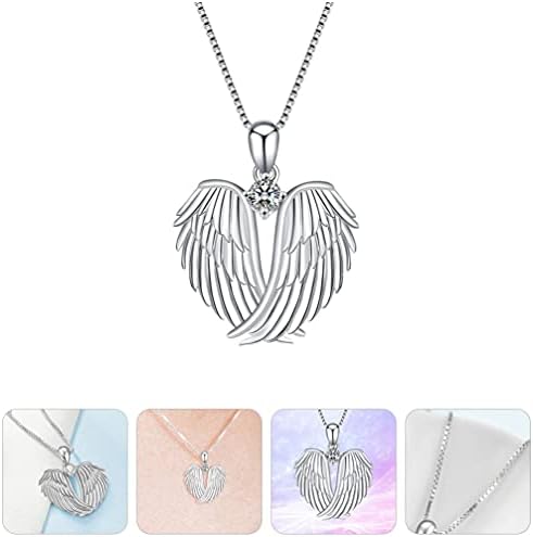 Angel Wing Necklace 925 Sterling Guardian Angel Necklace Silver Jewelry Guardian Angel Wings Pendant Charm Neck Chain Necklace Jewelry Gifts for Women Girls Friends