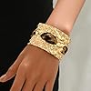 ROYNRAU Chunky Gold Hammered Bracelets for Women, Leopard Print Scarf Big Golden Stainless Steel Cuff Bangle Silk Styling Charm Stackable Statement Jewelry Gifts (Large size -4.5cm) #3