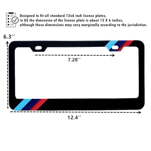 Image of License Plate Frames Cover Compatible with BMW Exterior Accessories | Standard Tricolour(Blue red Gradient) Aluminum Frame, Front and Rear 2 pcs Pack