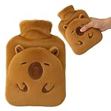 1 Stuck Wärmflasche Capybara, Wärmflasche Mit Plüschbezug, Ideal Für Kalte Tage, Tiefes Khaki Design