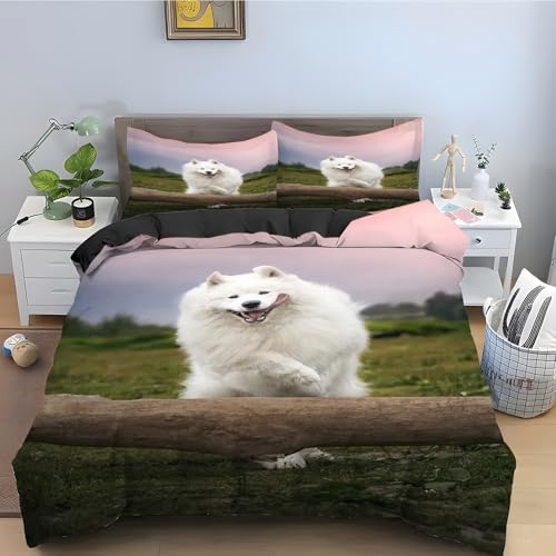 Housse de couette 200x200 Samoyède parure lit microfibre