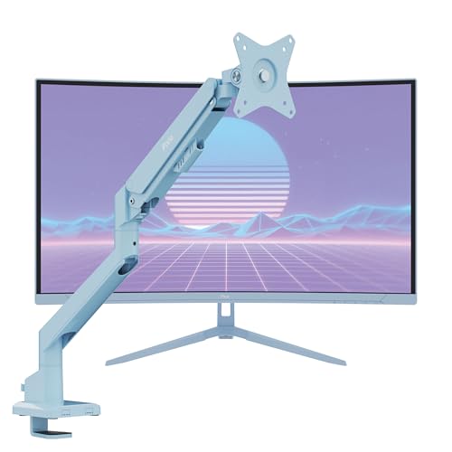 Image of Pixio PXC278WAVE Blue 27 inch 180Hz Refresh Rate QHD 1440p Resolution 1650R Curve Fast VA Panel 1ms GTG Response Time HDR Curved Gaming Monitor and PS1S Wave Blue Single Monitor Arm