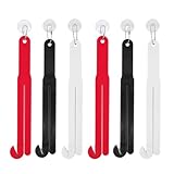 6pcs Food Bag Opener Cutter with Stainless Steel Blade, Plastic Food Pouch Squeezer with Easy Hanging Chain & Suction Cup for Bag Opening Home Restaurant Kitchen Tool (Black, White, Red)