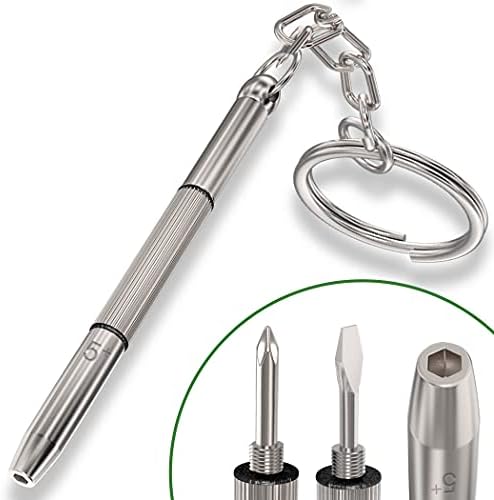 5Plus Multifunction Eyeglass Screwdriver Mini Hand Tool 3-in-1 Eyeglass Screwdriver Sunglass Watch Repair Kit with Keychain