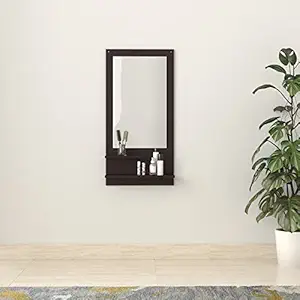 Amazon Brand - Solimo Rendes Engineered Wood Dressing Table Mirror with Shelves & Hooks, Wenge