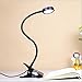PingPai Augenpflegende Tischlampe LED-Klipp-Leselampe 3 Beleuchtungsmodi Dimmbare Helligkeit Augenschutzklemme Schreibtischlampe Metall für Bettkopfteil Tisch Bücherregal,Silber/Schwarz