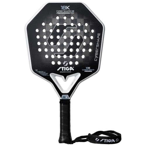 Stiga Padel Racket 18K Cybershape, Carbon Fiber Padel Blade, Defensive Medium Blade for Advanced High-Speed Controlled Players, Competition Approved