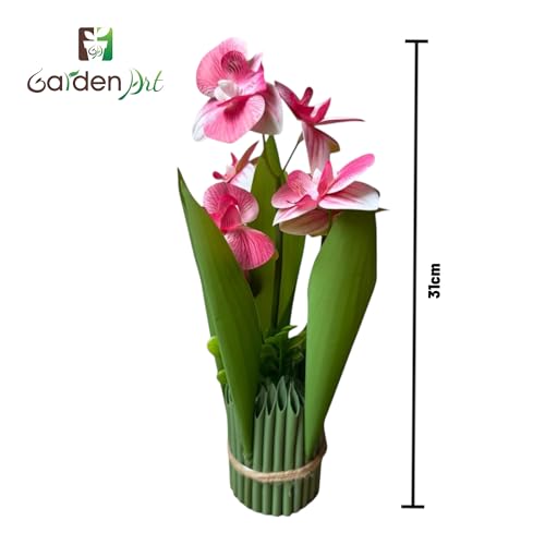 Image of Garden Art Pack of 1 Artificial Phalaenopsis Orchid Bonsai Bunch, 6 Heads, 9 Flowers, 31cm GAAPHOB-6H-31PS (Pink Shaded)