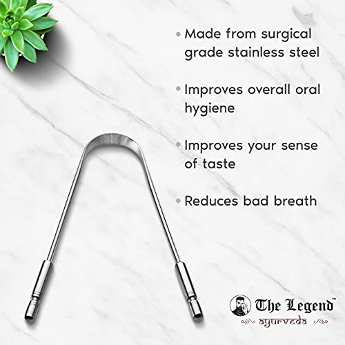 The Legend Stainless Steel Tongue Scrapers-Metal U Shaped Tongue Scraper For Fresher Breath- Tongue Scraper To Keep Mouth And Teeth Healthy And Cleaner- (Stainless Steel) (Pack Of 5) #TOP5